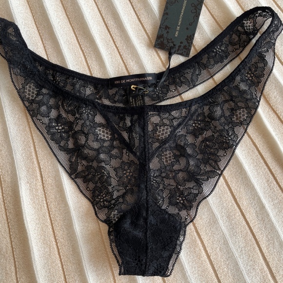 =VALENTINE SPECIAL= NWT: Kiki de Montparnasse Black Lace G-string - size M - Picture 3 of 9